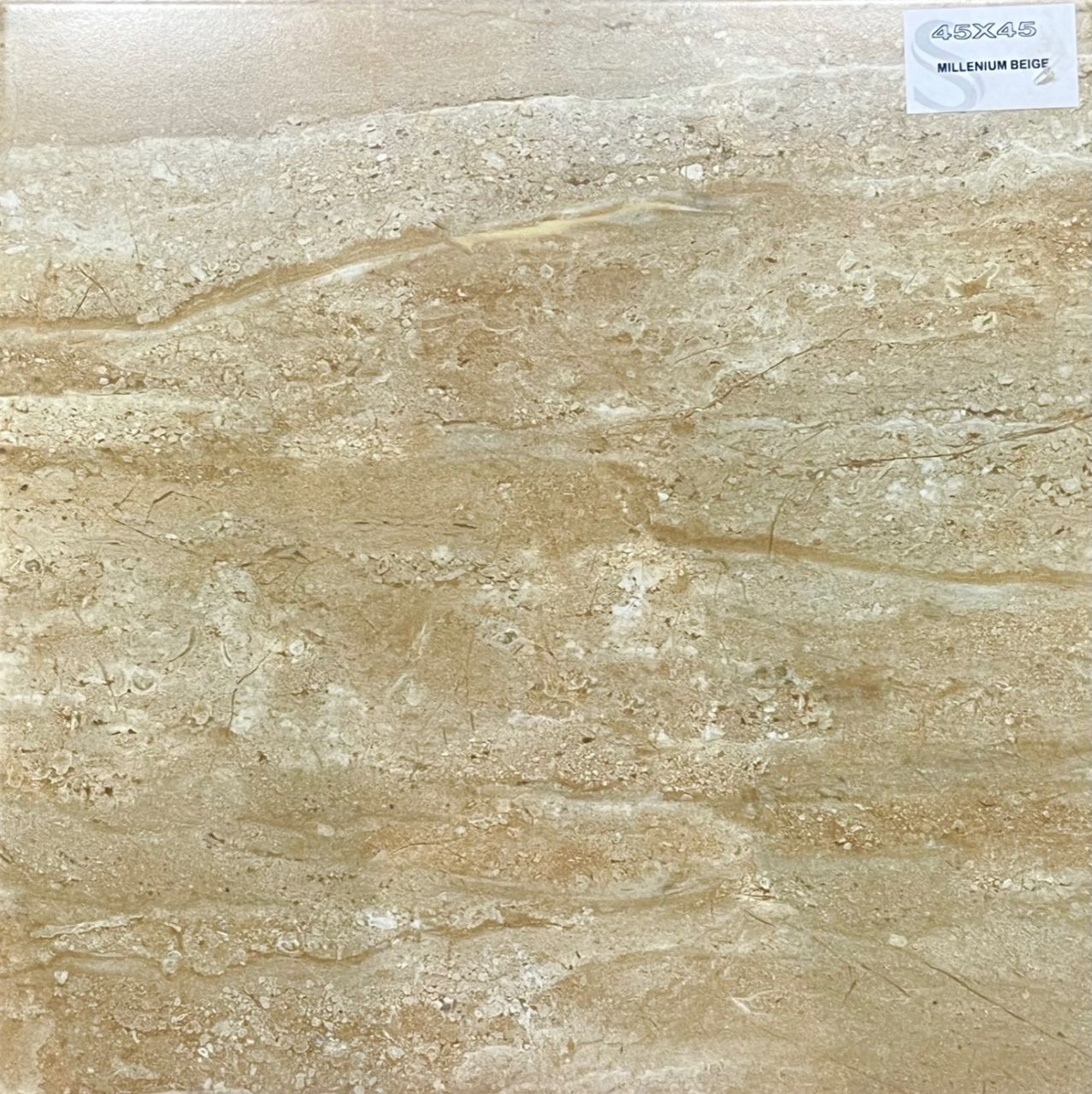 Millenium Beige - Travertino hatású matt padlólap 45x45